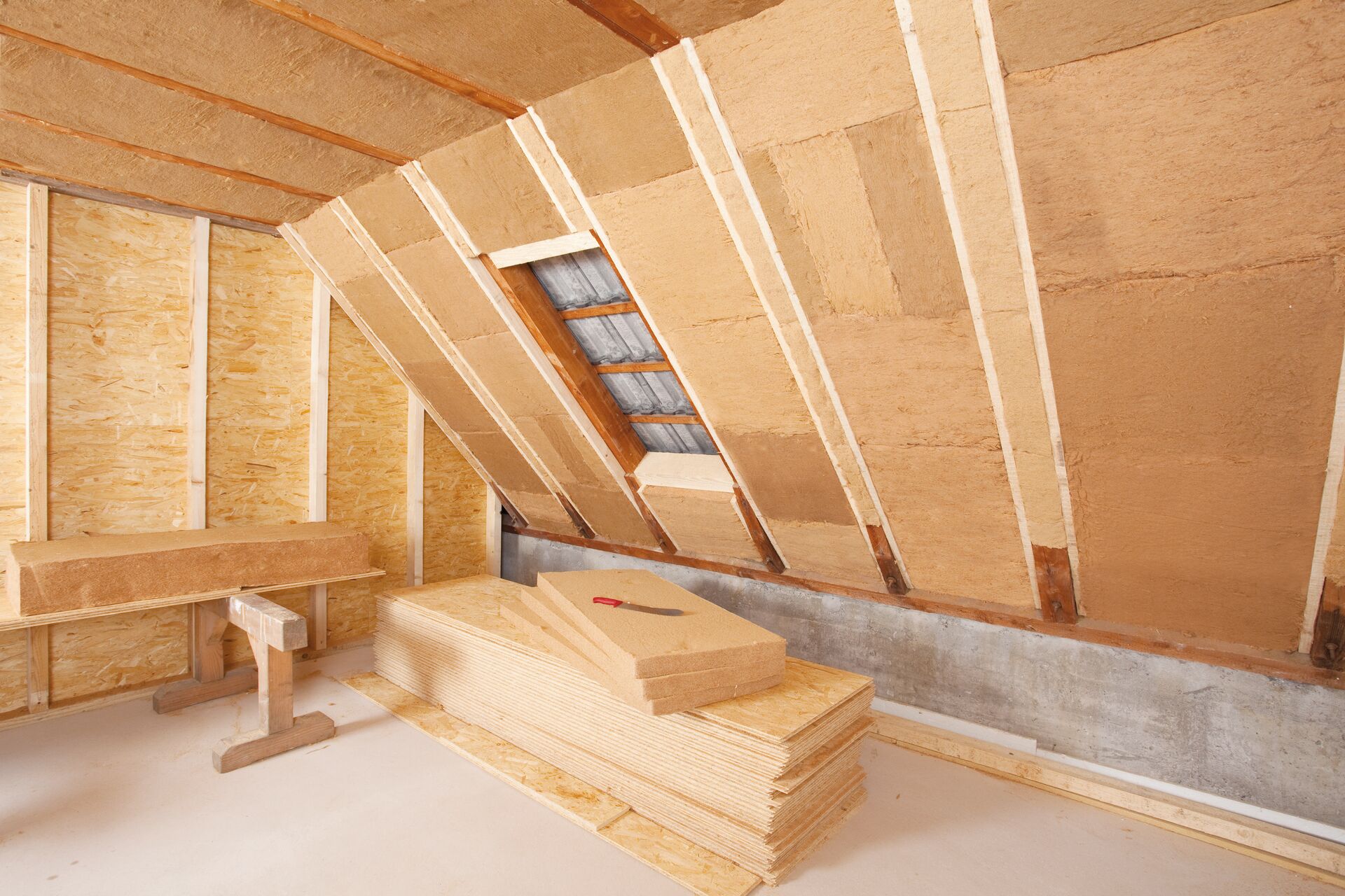 Holzfaserdämmung auf einem Dachgeschoss